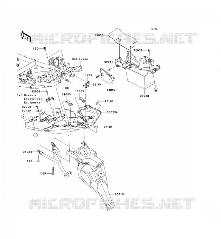 GARDE BOUE ARRI&Egrave;RE Kawasaki MOTOS 650 2012 VERSYS 650  KLE650CCF