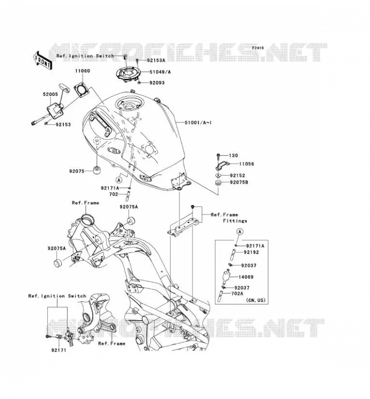 RESERVOIR CARBURANT Kawasaki MOTOS 650 2012 VERSYS 650  KLE650CCF