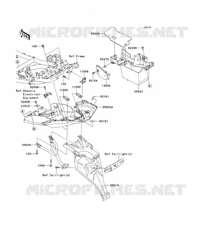 GARDE BOUE ARRI&Egrave;RE Kawasaki MOTOS 650 2012 VERSYS 650  KLE650CCF