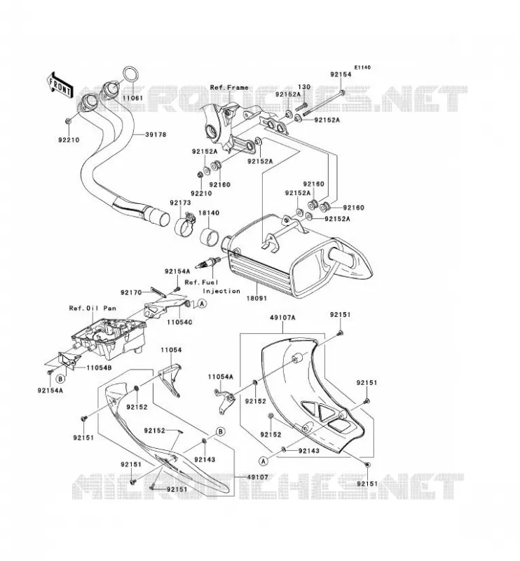 &Eacute;CHAPPEMENT Kawasaki MOTOS 650 2014 VERSYS 650  KLE650CEF