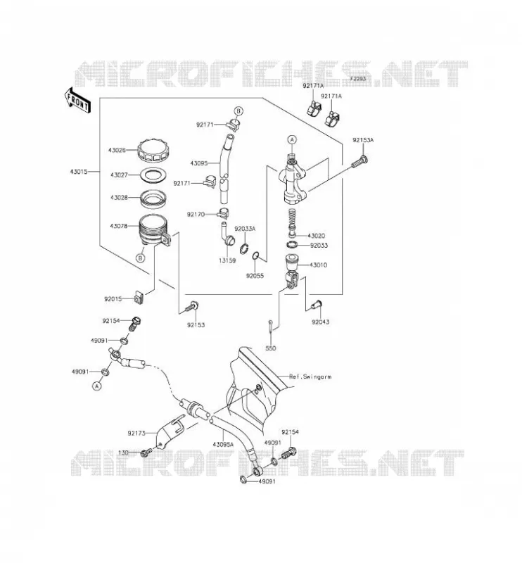 MAITRE CYLINDRE ARRI&Egrave;RE Kawasaki MOTOS 650 2014 VERSYS 650  KLE650CEFK