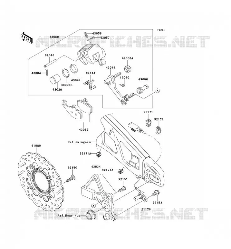 FREIN ARRIERE Kawasaki MOTOS 650 2012 VERSYS 650 ABS  KLE650DCF