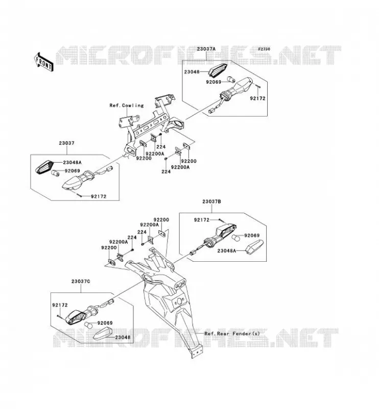 CLIGNOTANTS Kawasaki MOTOS 650 2013 VERSYS 650 ABS  KLE650DDF