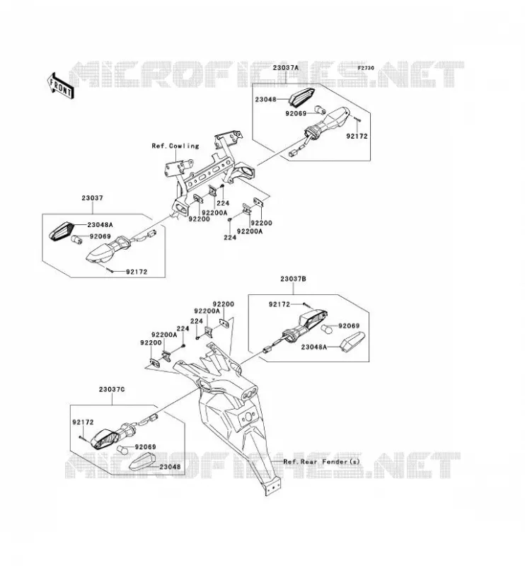 CLIGNOTANTS Kawasaki MOTOS 650 2014 VERSYS 650 ABS  KLE650DEF