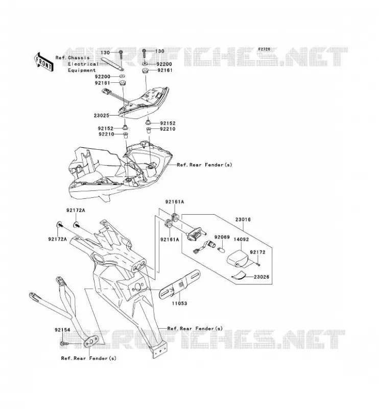 FEUX ARRI&Egrave;RE(S) Kawasaki MOTOS 650 2014 VERSYS 650 ABS  KLE650DEF