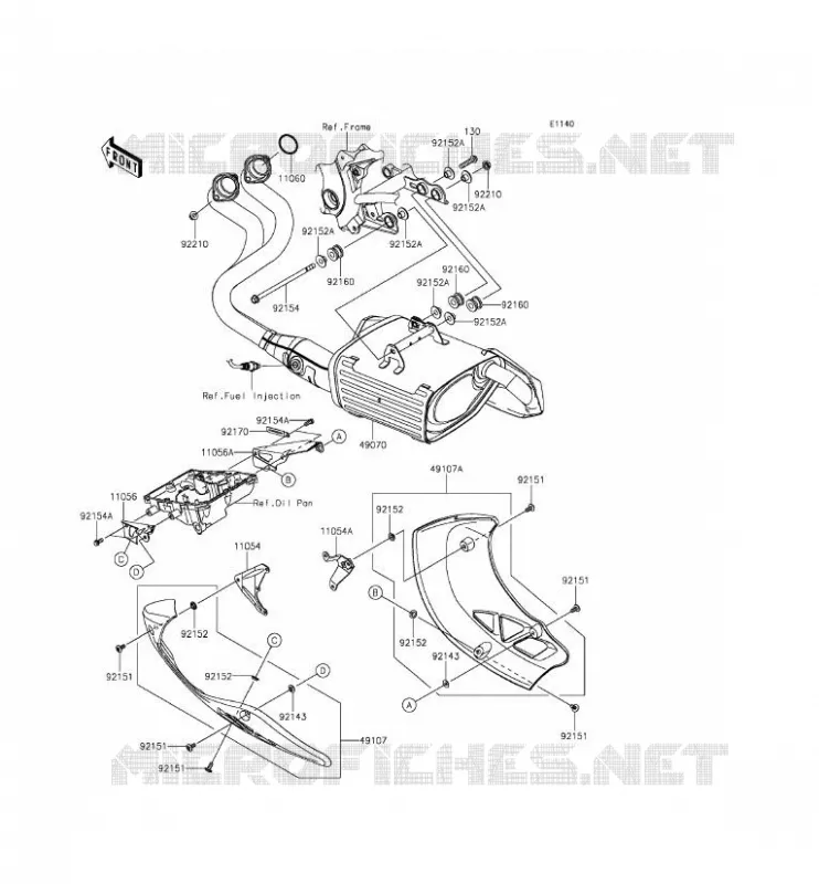 &Eacute;CHAPPEMENT Kawasaki MOTOS 650 2015 VERSYS 650 ABS  KLE650FFF
