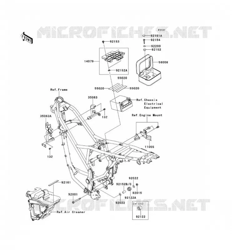PIECE DE CADRE (COUVERTURE) Kawasaki MOTOS 125 2012 D-TRACKER 125  KLX125DCF