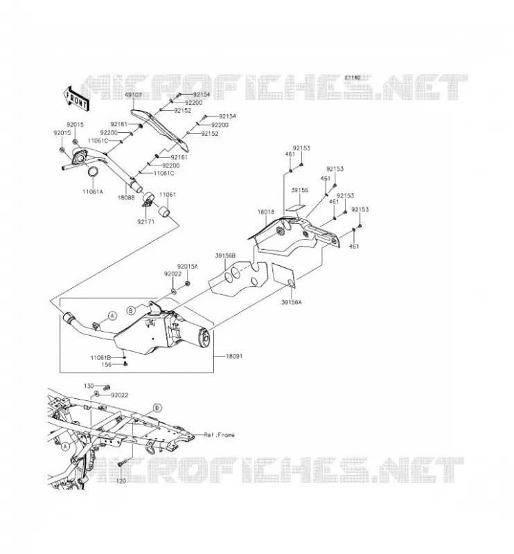 &Eacute;CHAPPEMENT Kawasaki TOUT-TERRAIN 150 2014 KLX150L  KLX150EEF