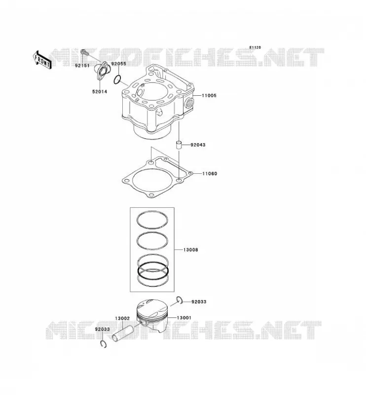 CYLINDRE/PISTON Kawasaki TOUT-TERRAIN 250 2012 KLX250  KLX250SCF