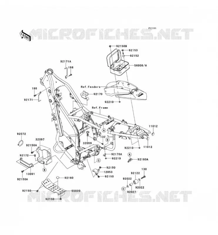 PIECE DE CADRE (COUVERTURE) Kawasaki TOUT-TERRAIN 250 2012 KLX250S  KLX250TCF