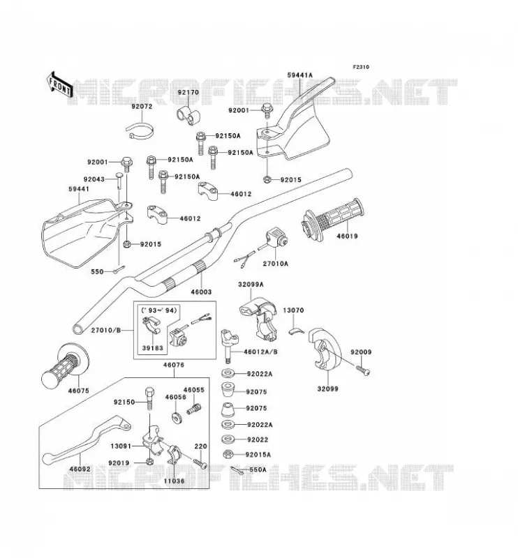 GUIDON Kawasaki TOUT-TERRAIN 650 1993 KLX650R  KLX650-A1