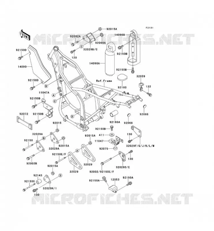 PIECE DE CADRE (COUVERTURE) Kawasaki TOUT-TERRAIN 650 1994 KLX650  KLX650-C2