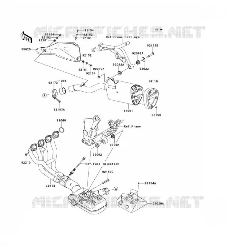 &Eacute;CHAPPEMENT Kawasaki MOTOS 1000 2012 VERSYS 1000  KLZ1000ACF