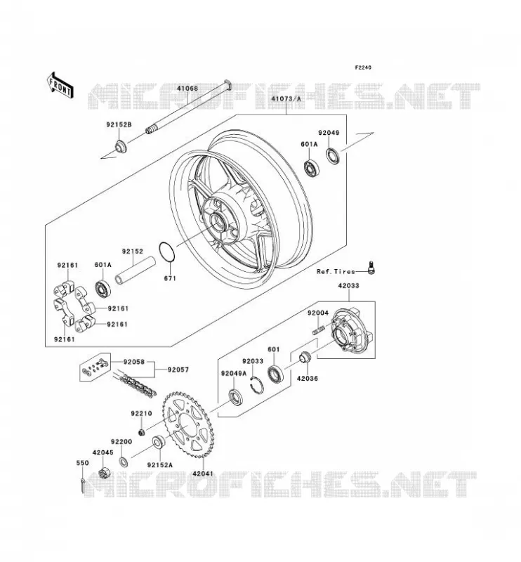MOYEU ARRIERE Kawasaki MOTOS 1000 2012 VERSYS 1000  KLZ1000ACF