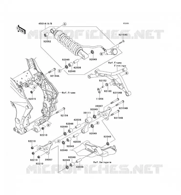 SUSPENSION/AMORTISSEUR Kawasaki MOTOS 1000 2014 VERSYS 1000  KLZ1000AEF