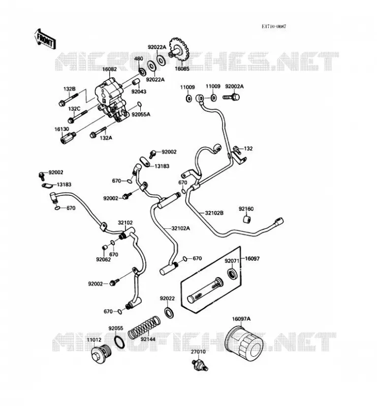 POMPE A HUILE/FILTRE &Agrave; HUILE Kawasaki MOTOS 1500 1987 VN-15SE  VN1500-B1
