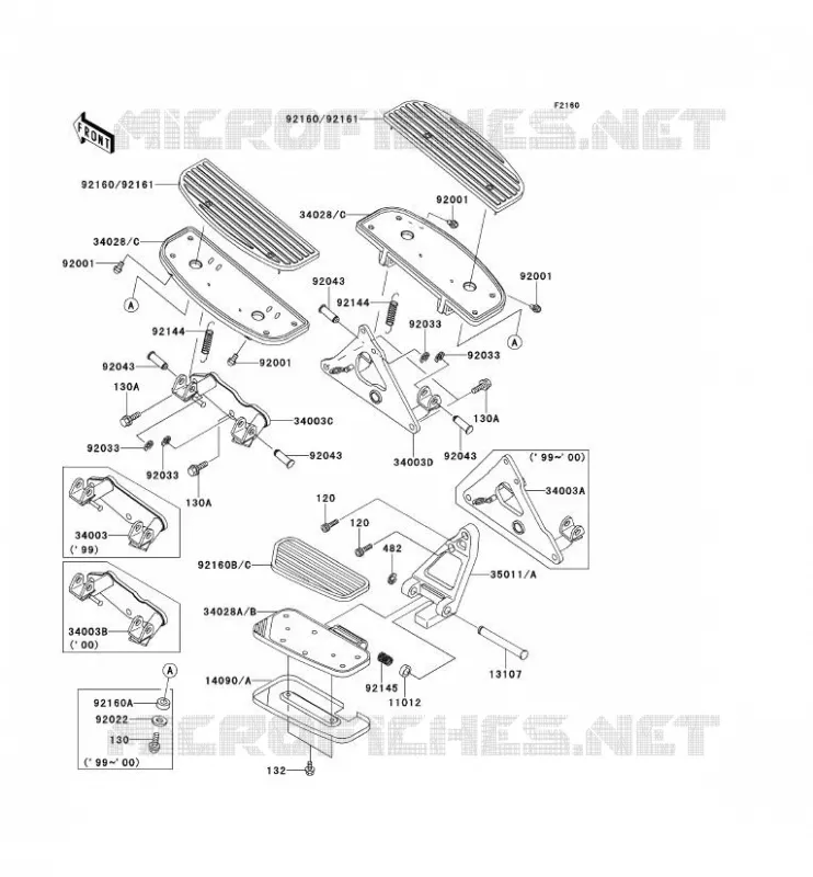 REPOSE PIED Kawasaki MOTOS 1500 2001 VN1500 CLASSIC TOURER  VN1500-G3
