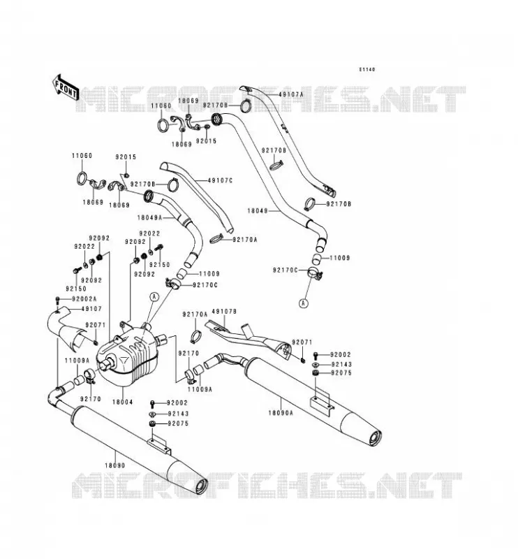 &Eacute;CHAPPEMENT Kawasaki MOTOS 1500 2000 VN1500 CLASSIC TOURER FI  VN1500-L1