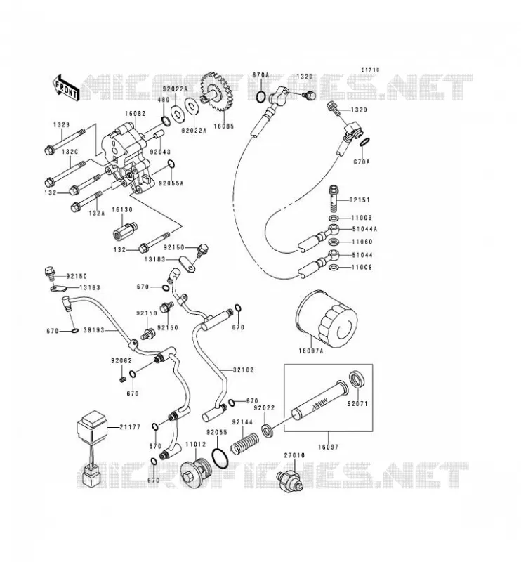 POMPE A HUILE/FILTRE &Agrave; HUILE Kawasaki MOTOS 1500 2000 VN1500 CLASSIC TOURER FI  VN1500-L1