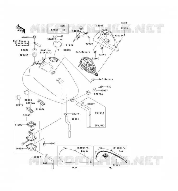 RESERVOIR CARBURANT Kawasaki MOTOS 1500 2001 VN1500 DRIFTER  VN1500-R1