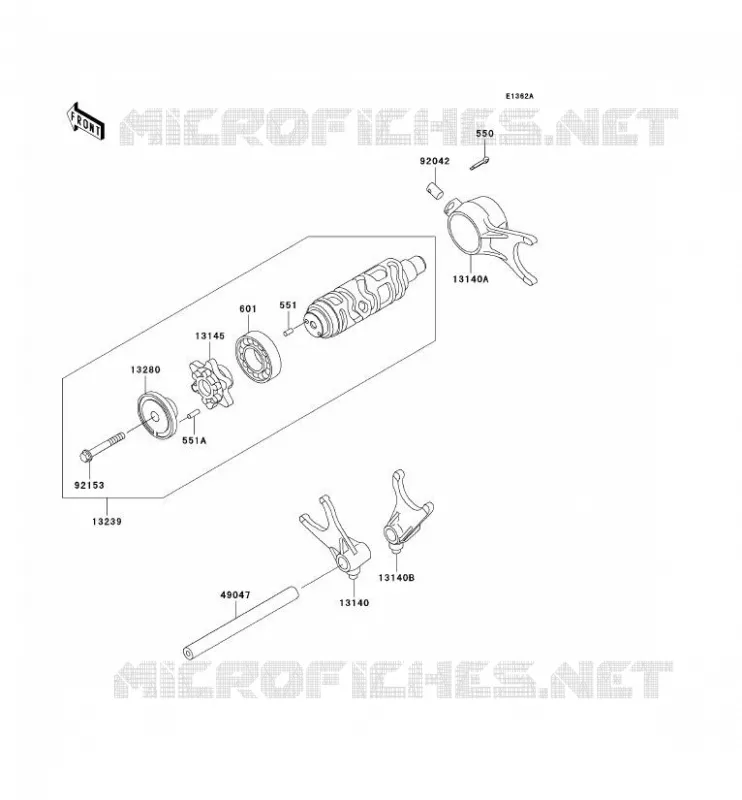 FOURCHETTE/BARRILLET DE SELECTION Kawasaki MOTOS 1500 2002 VN1500 DRIFTER  VN1500-R2