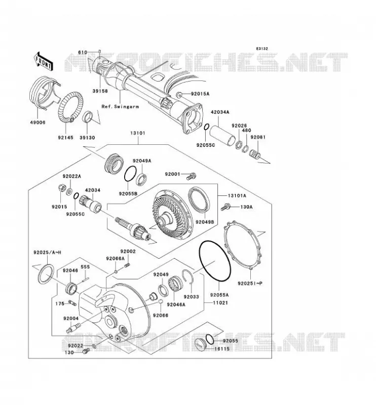 ARBRE DE TRANSMISSION/TRANS.FINALE Kawasaki MOTOS 1500 2002 VN1500 DRIFTER  VN1500-R2H