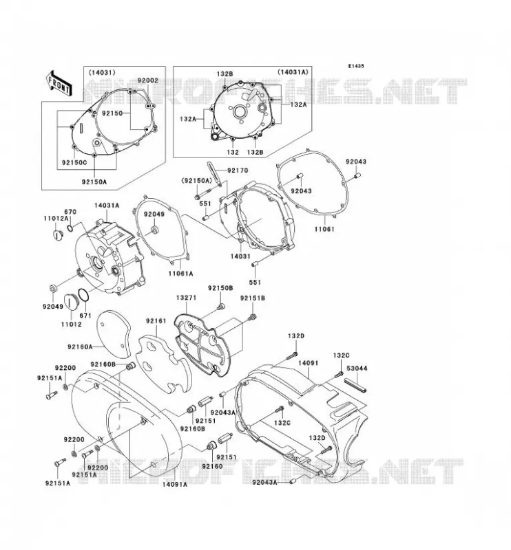 CARTER MOTEUR GAUCHE Kawasaki MOTOS 1500 2004 VN1500 DRIFTER  VN1500-R4