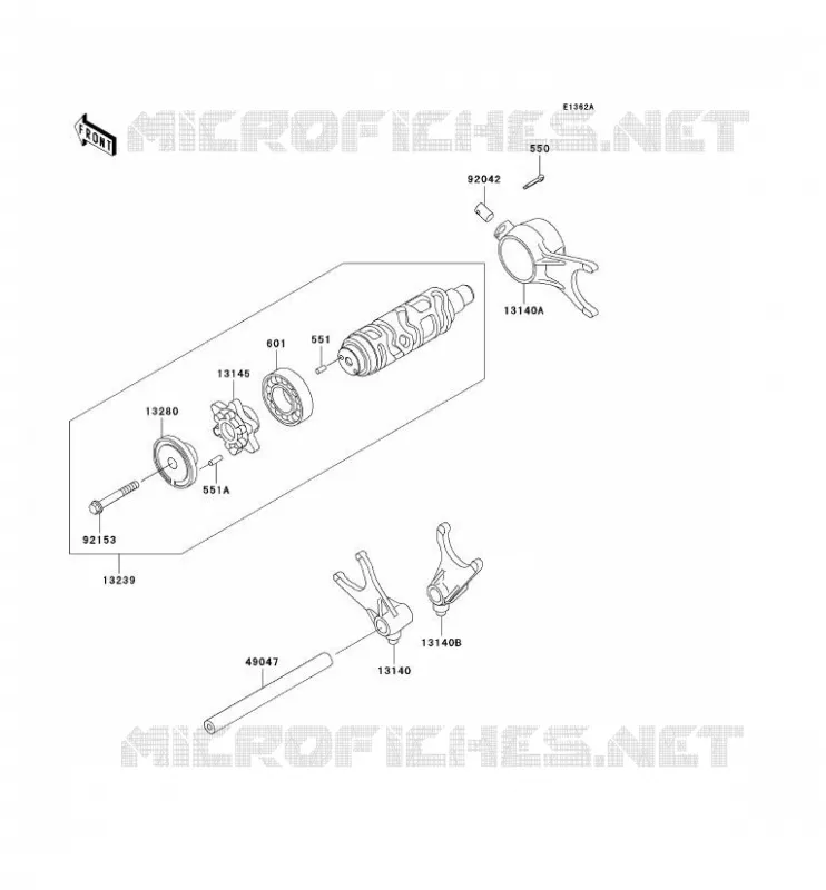 FOURCHETTE/BARRILLET DE SELECTION Kawasaki MOTOS 1500 2005 VN1500 DRIFTER  VN1500-R5
