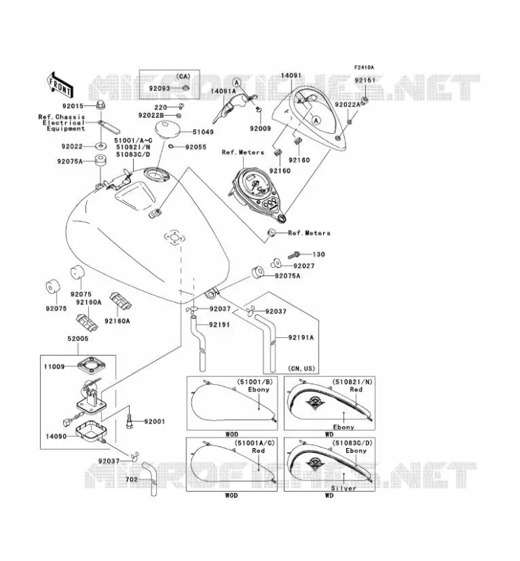 RESERVOIR CARBURANT Kawasaki MOTOS 1500 2005 VN1500 DRIFTER  VN1500-R5