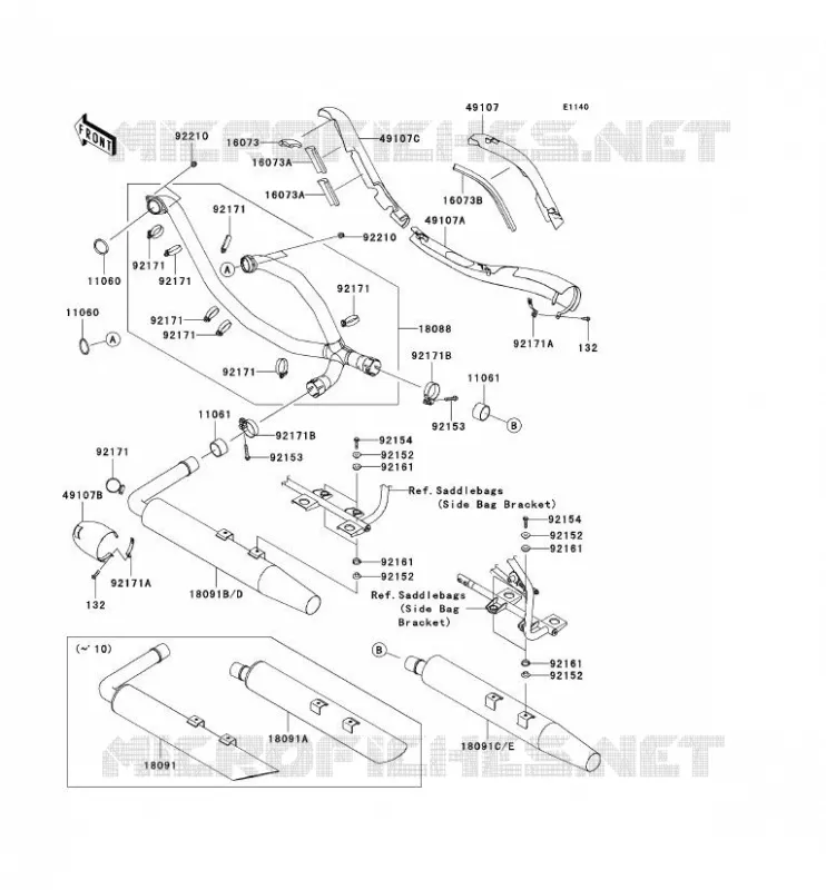 &Eacute;CHAPPEMENT Kawasaki MOTOS 1700 2012 VN1700 NOMAD  VN1700CCF