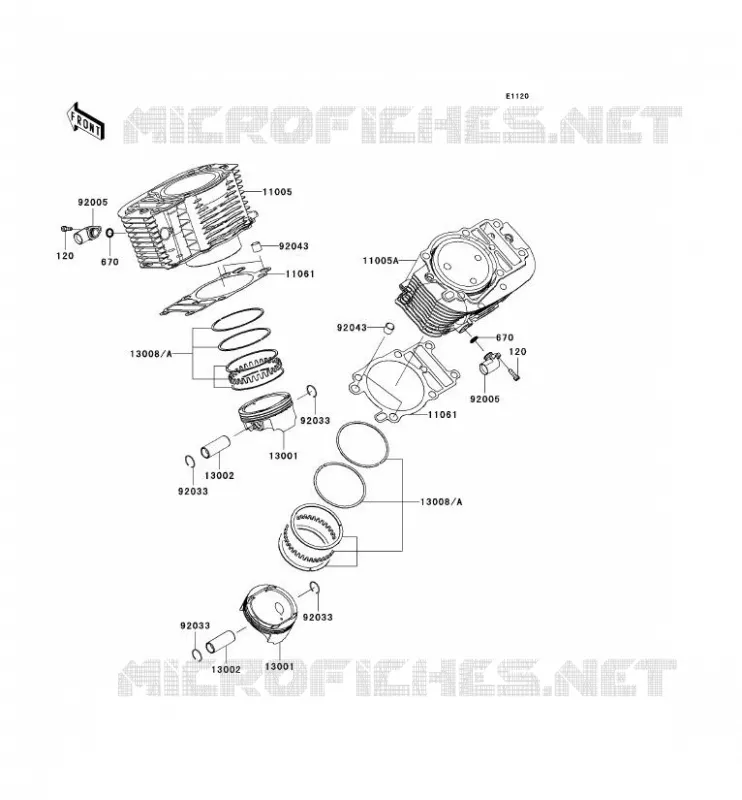 CYLINDRE/PISTON Kawasaki MOTOS 1700 2012 VN1700 CLASSIC  VN1700ECF