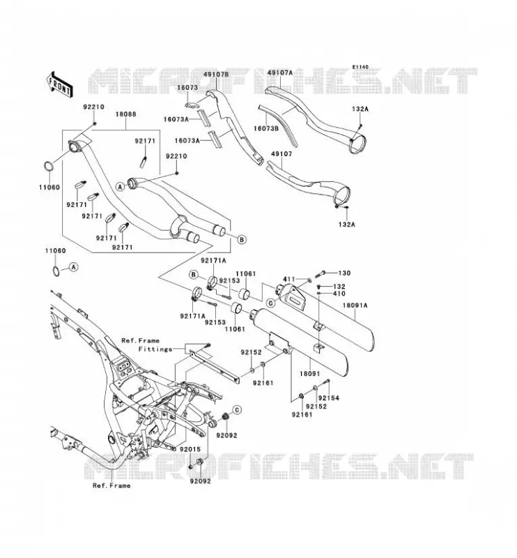 &Eacute;CHAPPEMENT Kawasaki MOTOS 1700 2013 VN1700 CLASSIC  VN1700EDF