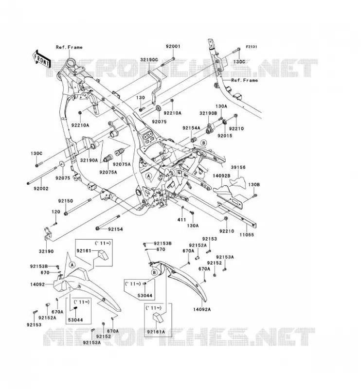 PIECE DE CADRE (COUVERTURE) Kawasaki MOTOS 1700 2013 VN1700 CLASSIC ABS  VN1700FDF