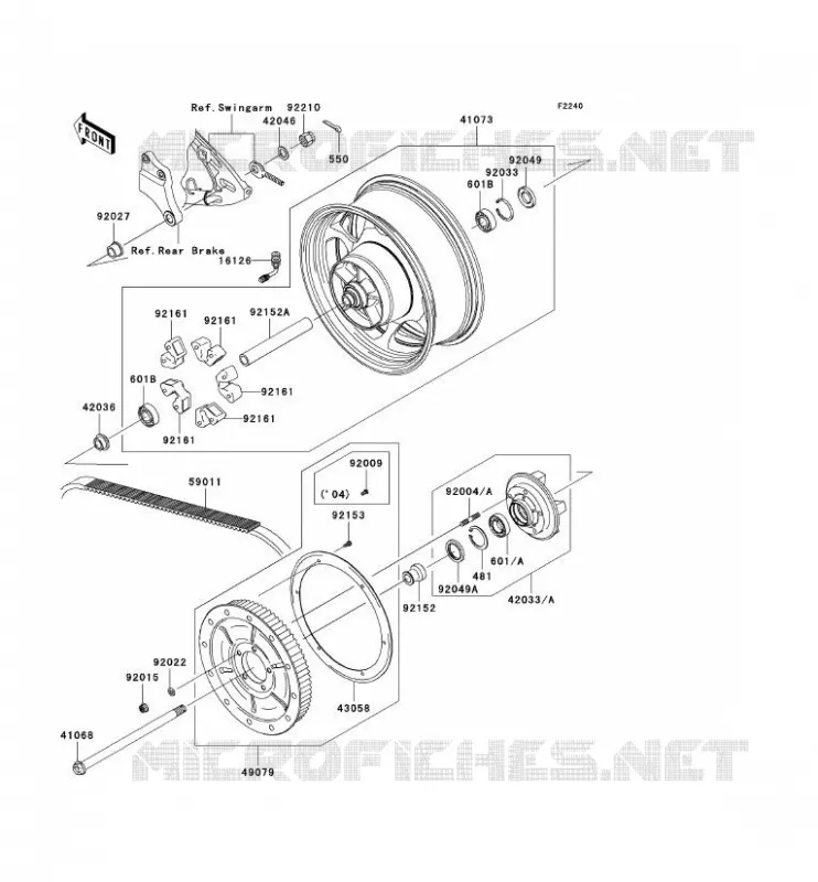 ROUE ARRI&Egrave;RE/CHAINE Kawasaki MOTOS 2000 2004 VN2000  VN2000-A1