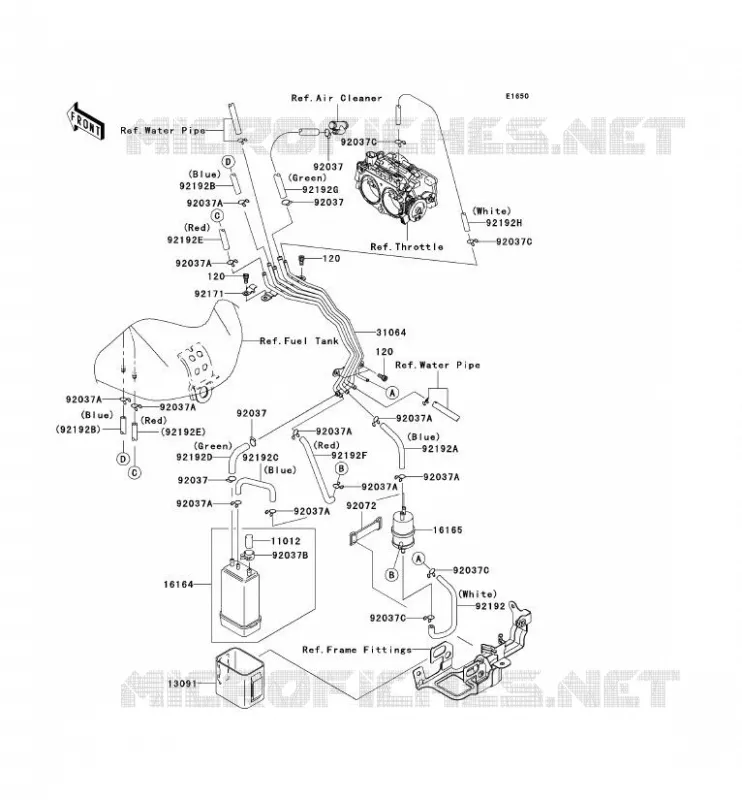 SYSTEME D'EVAPORATION CARBURANT(CA) Kawasaki MOTOS 2000 2004 VN2000  VN2000-A1