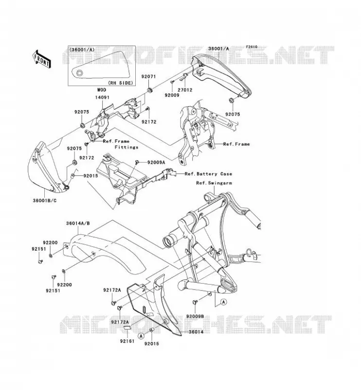 CACHE LAT&Eacute;RAL/GARDE CHAINE Kawasaki MOTOS 2000 2004 VN2000  VN2000-A1H