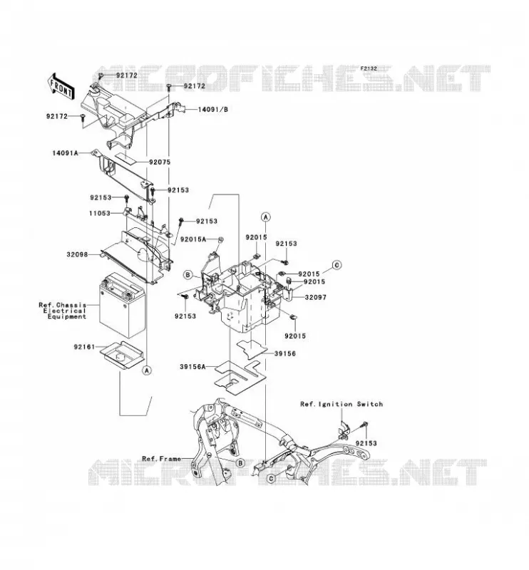 SUPPORT BATTERIE Kawasaki MOTOS 2000 2004 VN2000  VN2000-A1H