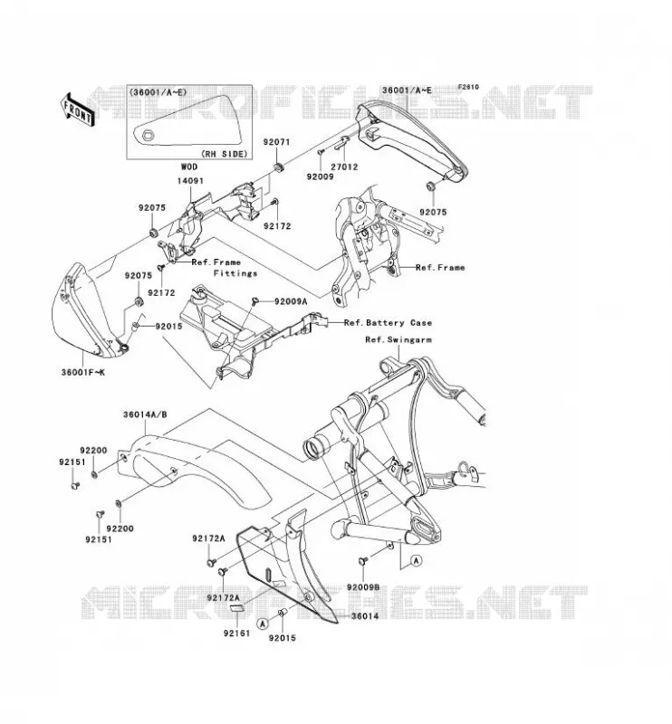 CACHE LAT&Eacute;RAL/GARDE CHAINE Kawasaki MOTOS 2000 2005 VN2000  VN2000-A2
