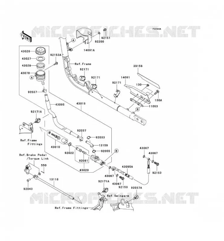 MAITRE CYLINDRE ARRI&Egrave;RE Kawasaki MOTOS 2000 2005 VN2000  VN2000-A2