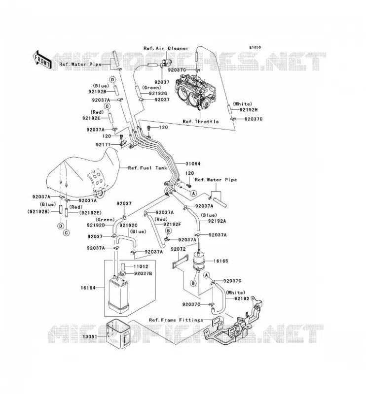 SYSTEME D'EVAPORATION CARBURANT(CA) Kawasaki MOTOS 2000 2005 VN2000  VN2000-A2