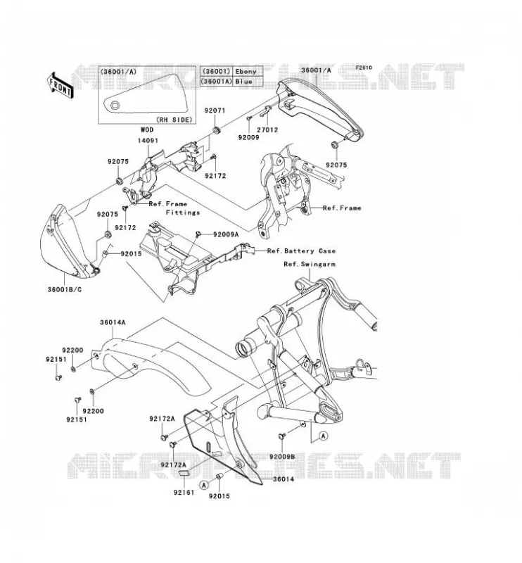 CACHE LAT&Eacute;RAL/GARDE CHAINE Kawasaki MOTOS 2000 2006 VN2000  VN2000A6F