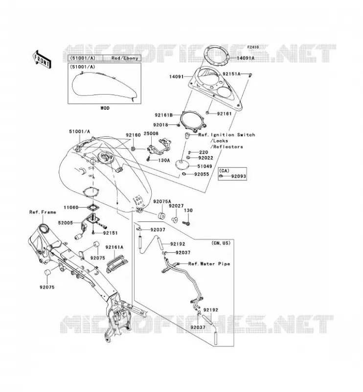 RESERVOIR CARBURANT Kawasaki MOTOS 2000 2005 VN2000 LTD  VN2000-D1