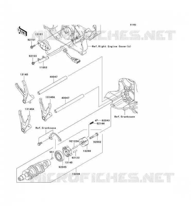 FOURCHETTE/BARRILLET DE SELECTION Kawasaki MOTOS 2000 2006 VN2000 LIMITED  VN2000D6F