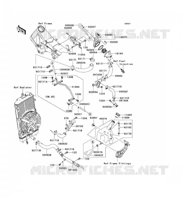 TUYAU D'EAU Kawasaki MOTOS 2000 2006 VN2000 LIMITED  VN2000D6F