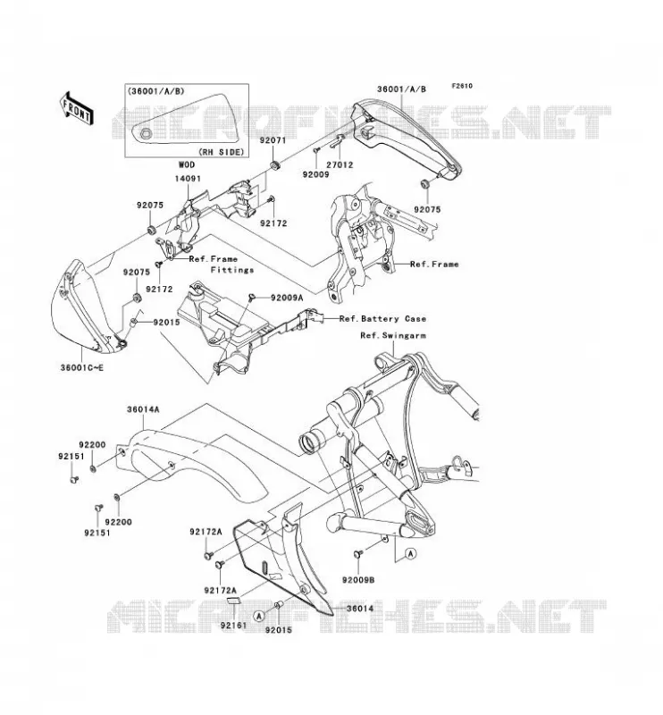 CACHE LAT&Eacute;RAL/GARDE CHAINE Kawasaki MOTOS 2000 2006 VN2000 CLASSIC  VN2000E6F