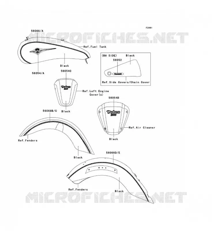 STICKER (NOIR) Kawasaki MOTOS 2000 2008 VN2000  VN2000G8F