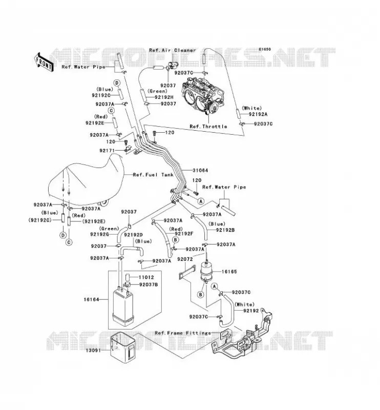 SYSTEME D'EVAPORATION CARBURANT(CA) Kawasaki MOTOS 2000 2008 VN2000  VN2000G8F