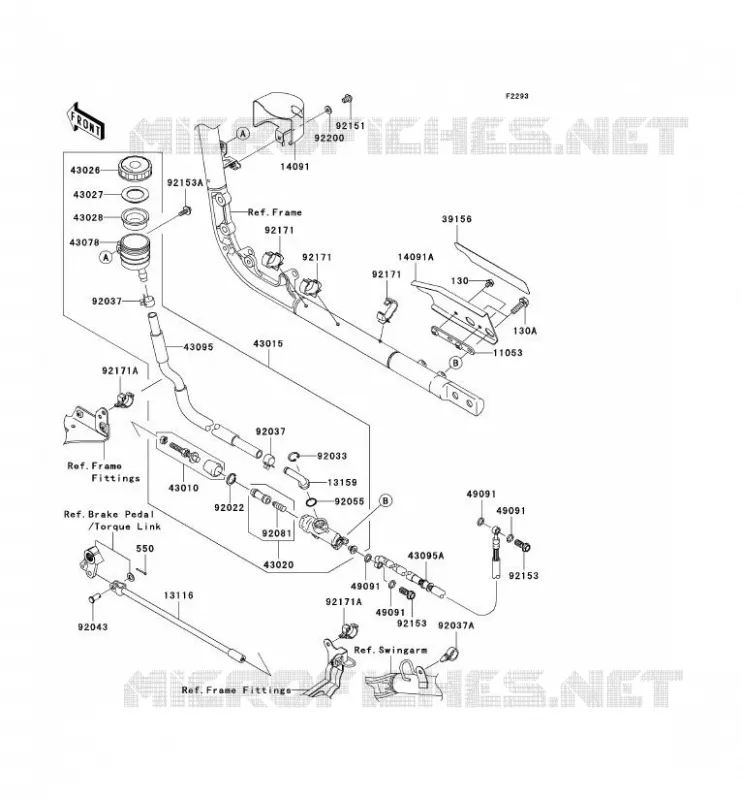 MAITRE CYLINDRE ARRI&Egrave;RE Kawasaki MOTOS 2000 2009 VN2000  VN2000G9F