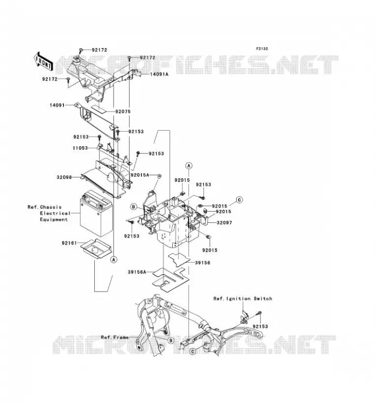 SUPPORT BATTERIE Kawasaki MOTOS 2000 2010 VN2000 CLASSIC  VN2000HAF