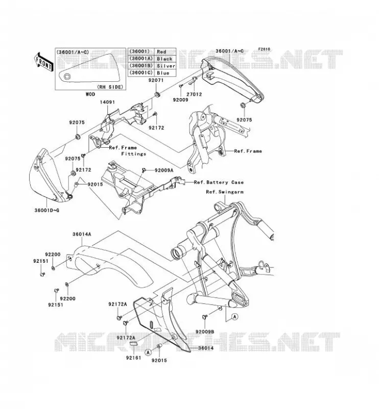 CACHE LAT&Eacute;RAL/GARDE CHAINE Kawasaki MOTOS 2000 2009 VN2000 CLASSIC LT  VN2000J9F